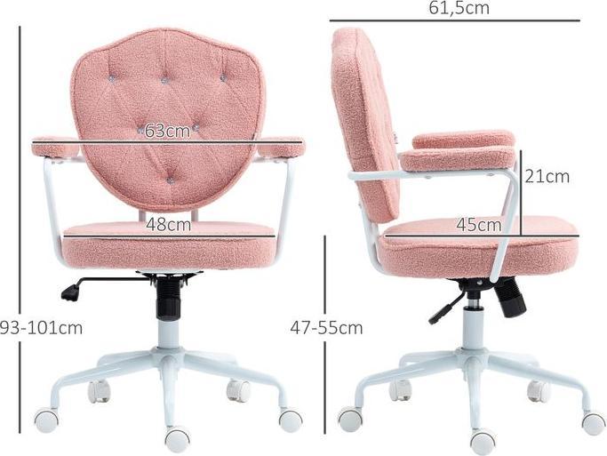 Actual product image Swisshandel24 Bürostuhl, Ergonomisch Schreibtischstuhl mit Wippfunktion, Drehbar, Rosa