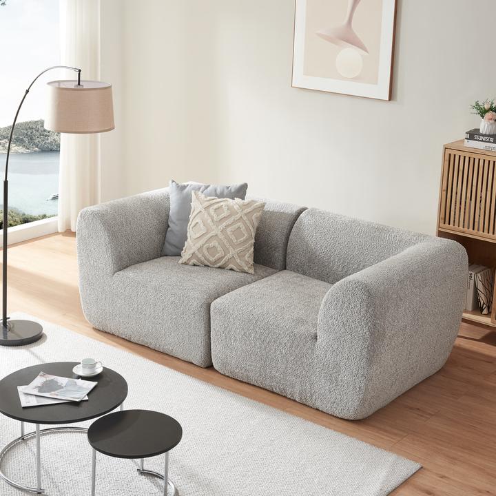 Immagine prodotto En.Casa Modular Sofa 2-Sitzer Hurvas Bouclé Grau