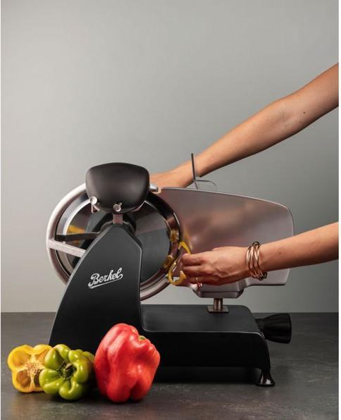 Actual product image Berkel Red Line 250 matt black slicer with 250 mm steel blade