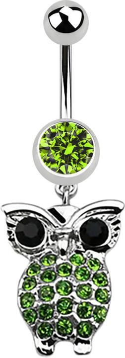 Immagine prodotto Star Piercing Banana argento con ciondolo gufo e occhi grandi verde chiaro (Acciaio chirurgico 316L, senza ottone)
