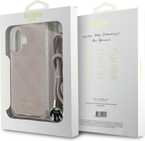 Produktbild Guess GUHCP16SHC4SEP iPhone 16 6.1" różowy/pink hardcase Crossbody Cord 4G Print