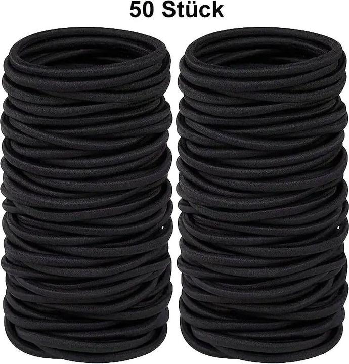 ASMI 50 Stück elastische Haargummis Schwarz (Haargummi)