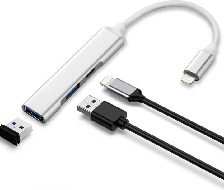 Actual product image PowerGuard 3-in-1 Lightning USB Camera OTG Adapter 2x USB Ports Charge-In