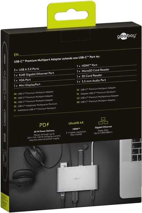 Actual product image Goobay USB-C Multiport-Adapter (USB-C, 11 Ports)