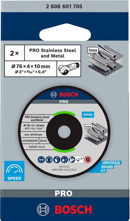 Produktbild Bosch Professional Zubehör PRO Stainless Steel and Metal Schleifscheibe, 76 x 4 x 10 mm