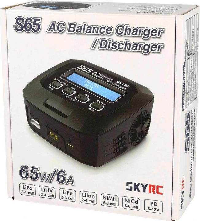 Produktbild SkyRC Ladegerät AC S65 AC LiPo 2-4s 6A 65W Entladen 2A 10W