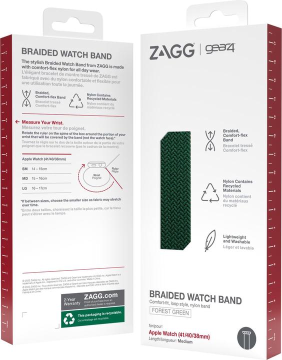 Actual product image Zagg GEAR4 705009491, Band, Smartwatch, Grün, Apple, Apple Watch 41/40/38mm, Nylon (Nylon)