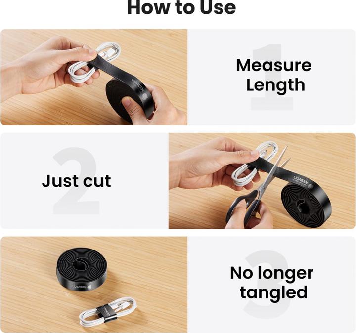Actual product image Ugreen Velcro cable ties Velcro fastener (Velcro cable ties, 2000 mm, 1 pcs.)