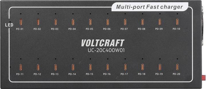 Immagine prodotto Voltcraft UC-20C400W01 USB Ladegerät 400 W 20x USB-C® USB PD Innenbereich USB Po (400 W)