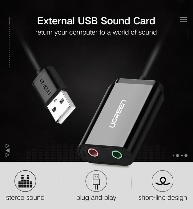 Produktbild Ugreen Externe USB Soundkarte für Kopfhörer, Speakers, Headsets (USB)