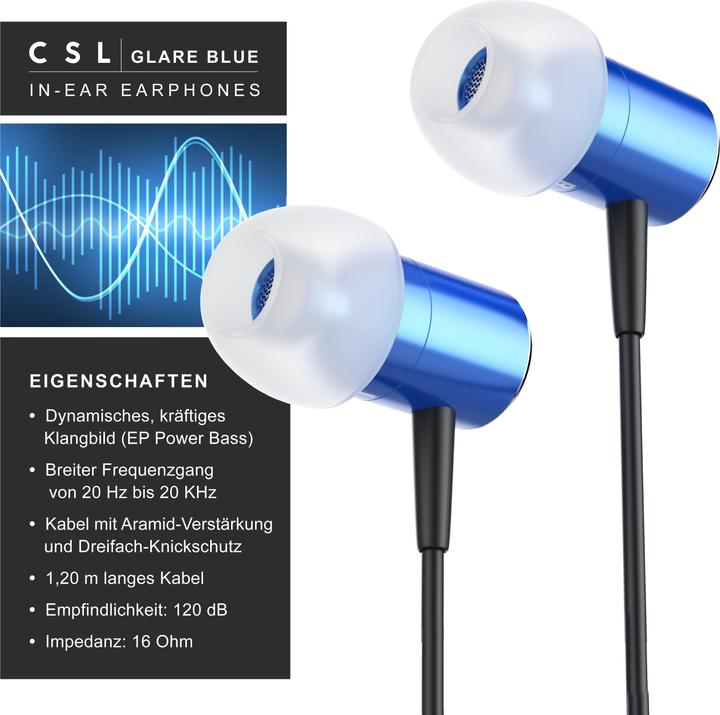 Produktbild CSL In-Ear Kopfhörer, InEar Ohrhörer, Dynamischer 8mm Treiber, Noise Reduction Design (Kabelgebunden)