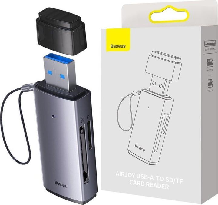 Image du produit Baseus Lite Series Lecteur de cartes USB-A vers SD/TF Gris (USB 3.0)
