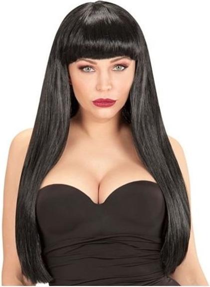 Image du produit Widmann Perruque Julia cheveux longs avec frange noire pour femme (Taille unique)