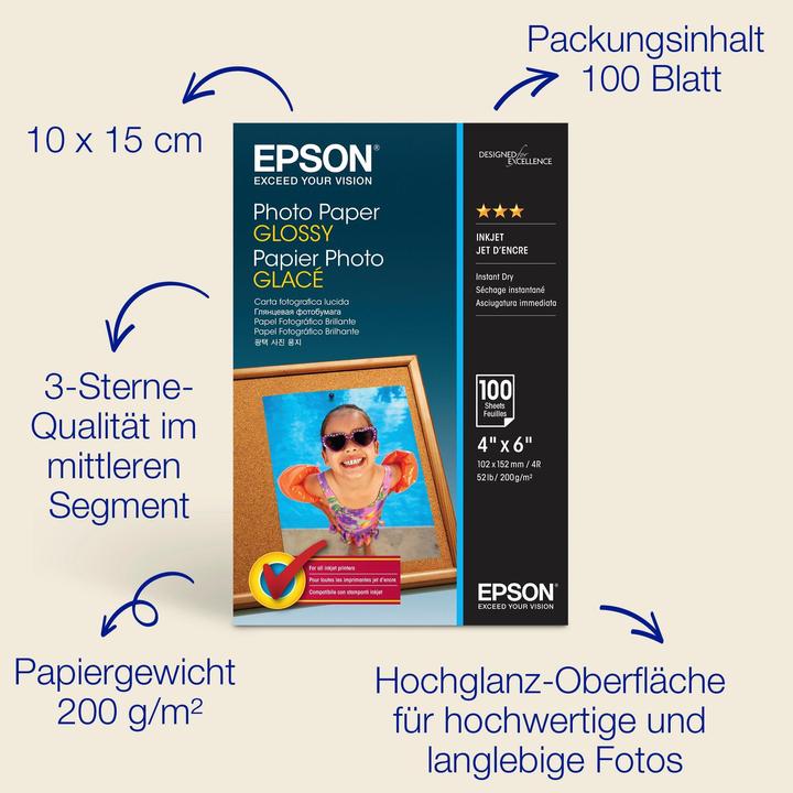 Image du produit Epson Brillant (200 g/m², 10 x 15 cm, 100 x)
