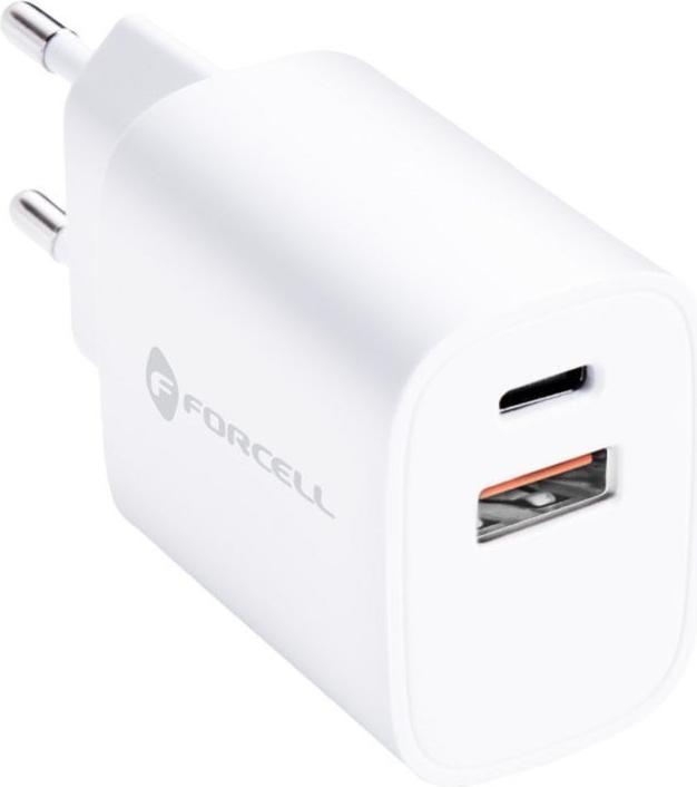 Forcell Adapter F-ENERGY TFK-TC-35WPD travel charger Type C + USB A PD QC4.0 3A 35W white