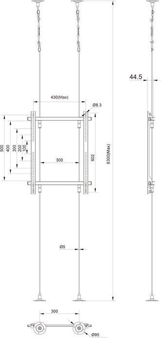 Produktbild Multibrackets Decken/Boden Halter, 1 x 40" - 65", VESA 100-
