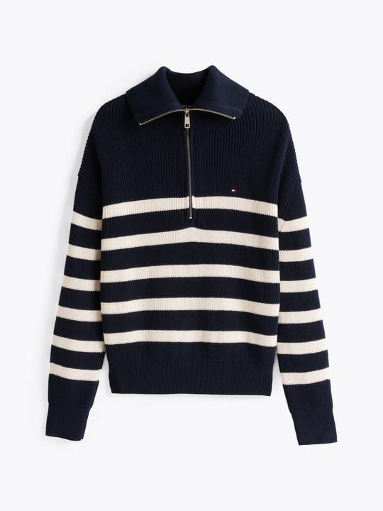 Produktbild Tommy Hilfiger Cardigan Dames Trui Gebreid Katoen - Blauw/Wit - Maat M (M)