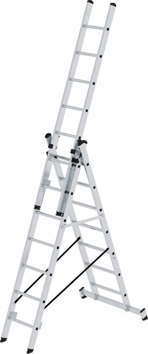 Munk Multifunctionele ladder 3-delig met nivelloï¿½ dwarsbalk 3x7 sporten (Multifunctionele ladder, 3 cm)