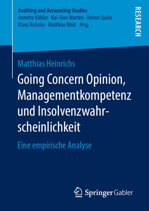 Image du produit Going Concern Opinion, Managementkompetenz und Insolvenzwahrscheinlichkeit (Matthias Heinrichs, 2019)