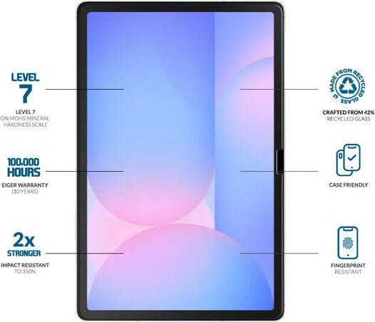 Actual product image Eiger Mountain Glass Clear (1 Piece, Galaxy Tab S8, Galaxy Tab S7, Galaxy Tab S9, Galaxy Tab S9 FE)