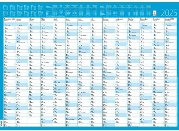 Produktbild Jahresplaner 2025, 86x61cm, Plakatkalender mit 14 Monaten auf 1 Seite, Mondphasen (86 x 61 cm, Deutsch)