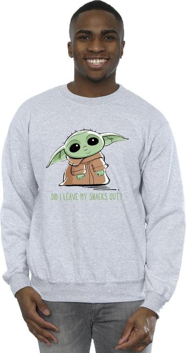 Actual product image Star Wars Mens The Mandalorian Grogu Snacks Meme Sweatshirt (S)