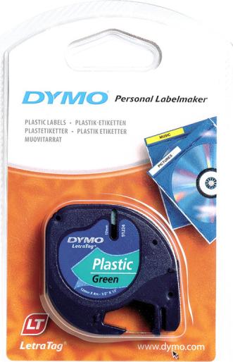 Actual product image Dymo Plastic Ribbon Black on Green (1.20 cm, Green, Black)