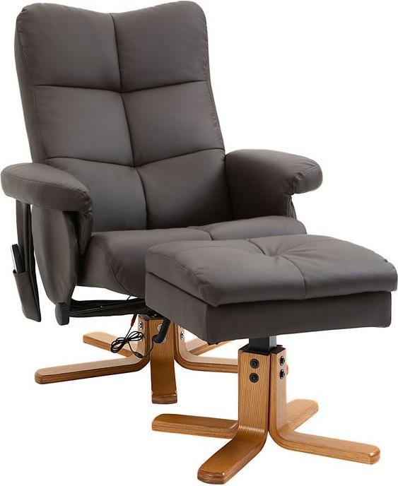 Image du produit Swisshandel24 Fauteuil de relaxation Fauteuil de télévision avec pouf Fauteuil de massage incliné à 145° avec 10