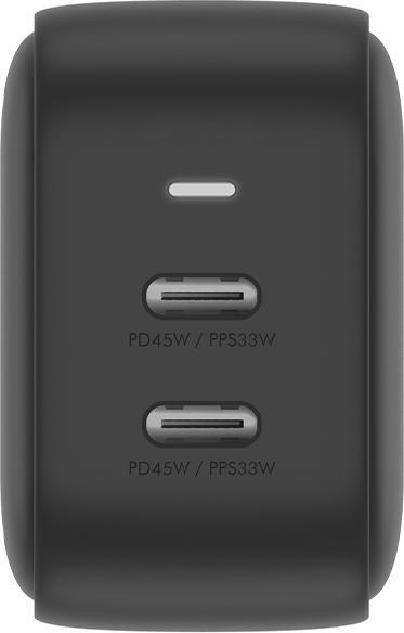 Actual product image Energea ład. siec. 2xUSB-C PD-PPS 45W 2C czarny/black US+EU Travelite GAN45 (45 W)