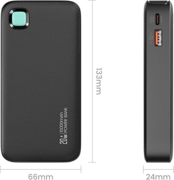 Produktbild Usams Powerbank ze zwijanym kablem USB-C Retractable 10000 mAh PD 20W Fast Charge XY Series czarny/b (10000 mAh, 50 W, 50 Wh)