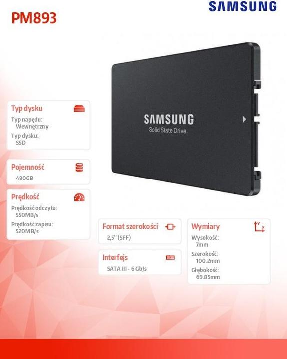 Image du produit Samsung PM893 Retail (480 Go, 2.5")