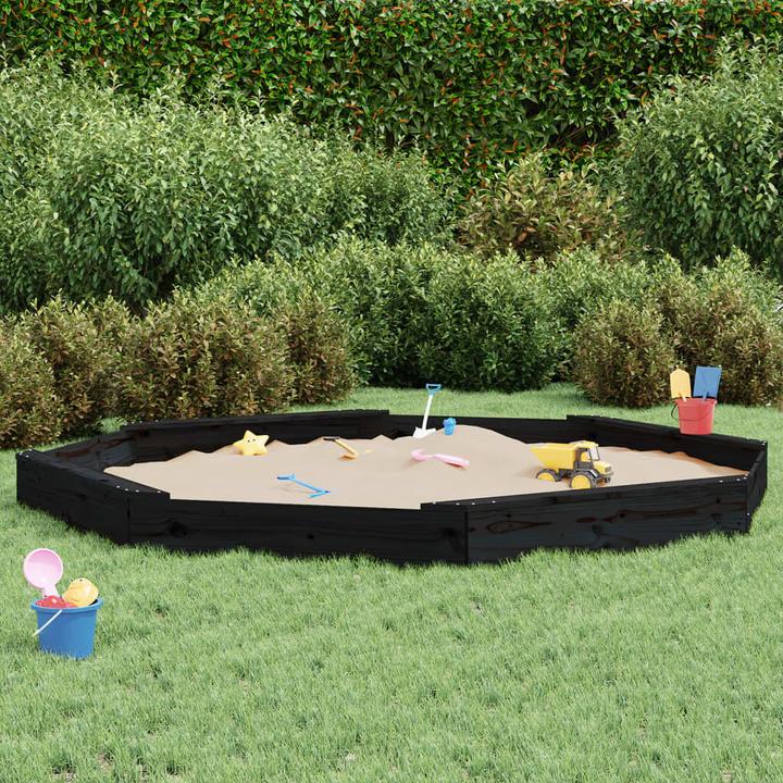 Produktbild VidaXL Sandkasten mit Sitzen Schwarz Achteck Massivholz