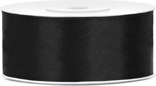 Partydeco Gift Ribbon Satin Black - 25 Meter / 25mm (Gift ribbon, 1 x)