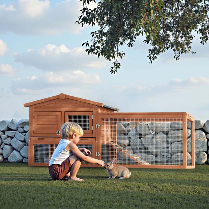Actual product image Wiltec XXL rabbit hutch 1560x520x680mm free-range enclosure Rabbit cage Small animal hutch