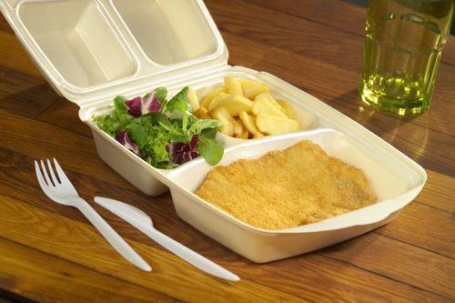 Actual product image Papstar 12045 Lunch Box Expanded Polystyrene (EPS) Beige (e) (50 x)