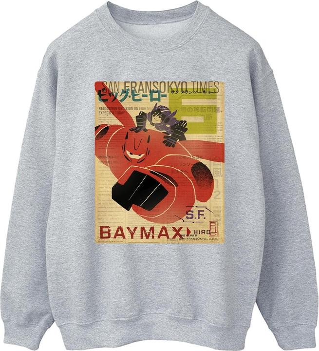 Immagine prodotto Disney Big Hero 6 Baymax Flying Baymax Newspaper Felpa Donna (L)
