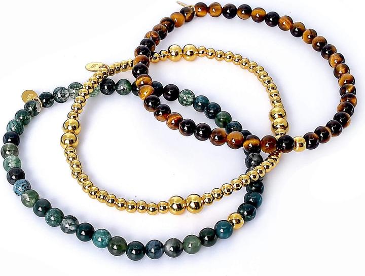 Image du produit Balibay Baya (18 cm, œil de tigre, Agate de mousse, Argent sterling 925, Pierre précieuse, Agate)