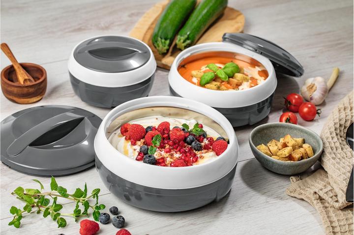 Produktbild Gourmetmaxx Thermo-Schüssel Set 3 Tlg. Grau/Weiss (21.50 cm, 1 x)