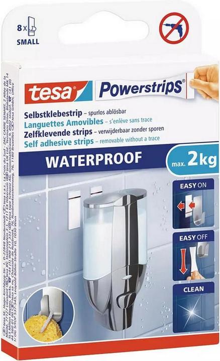 Actual product image tesa 3x waterproof Powerstrips LARGE, 2kg holding power, 18 double-sided adhesive strips
