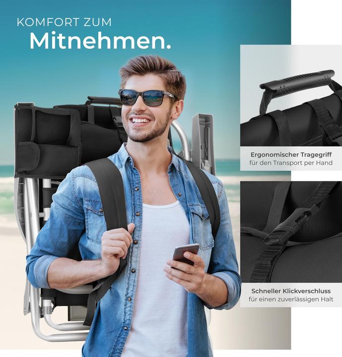 Produktbild tectake Strandstuhl Coral, klappbar mit Rucksackfunktion