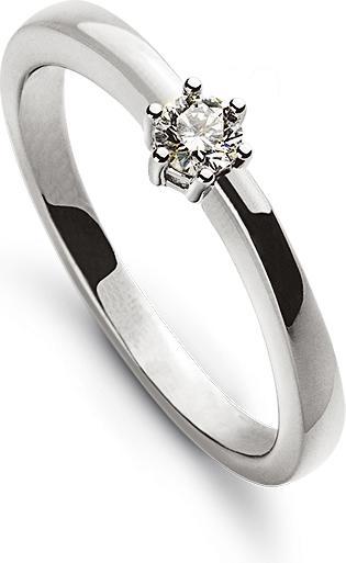 Produktbild Muau Solitaire ring 6-handle setting white gold 750, diamond 0.10ct. (54, 950 Platin)