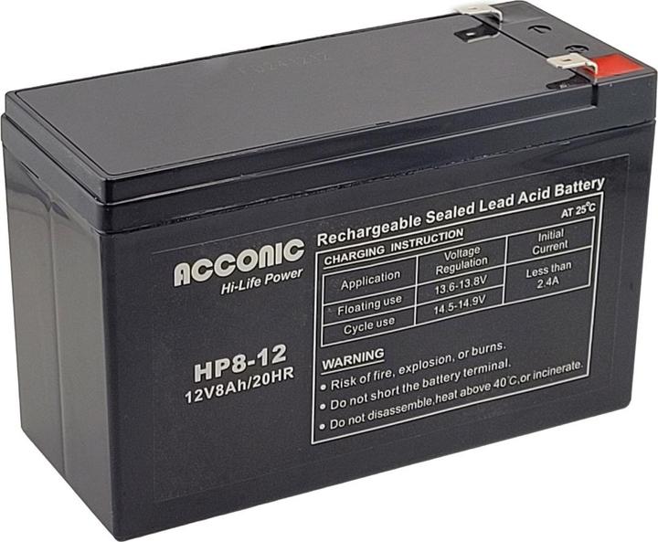 Actual product image Acconic HP8-12 Hi-Life Power AGM 12V 8Ah Traktionsbatterie (12 V, 8 Ah)