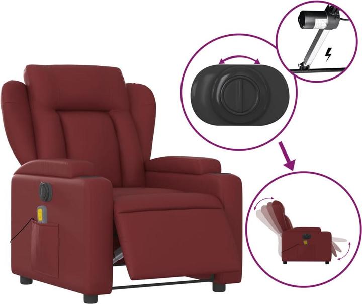 Produktbild VidaXL Massagesessel Weinrot Kunstleder,Farbe: Weinrot,Material