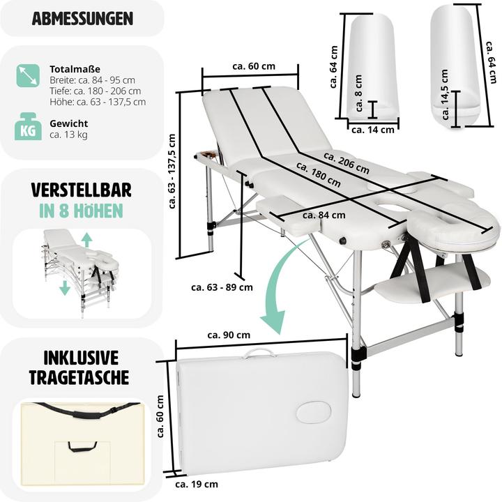 Actual product image tectake Massage table 3 zone with carry back and bolsters