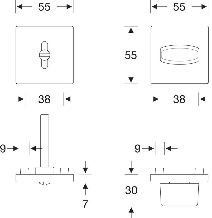 Actual product image FSB Lever handle set 12 1003 ASL on square rosette WC, silver anodised (Door set)