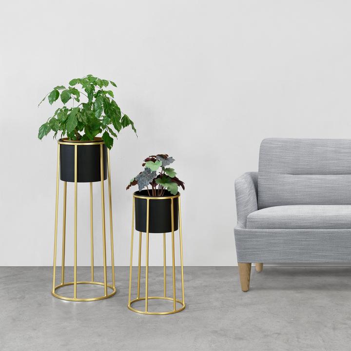 Produktbild En.Casa Blumentopf Ständer Macon 2-tlg. Schwarz-Goldfarben