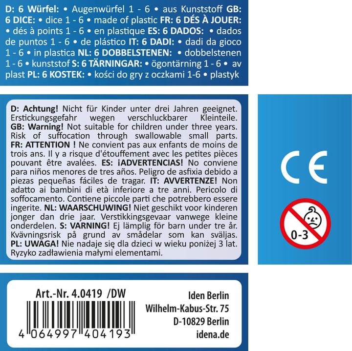 Produktbild Idena 6 Würfel