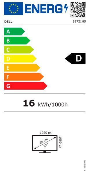 Energy Label Dell S2721HS (1920 x 1080 pixels, 27")