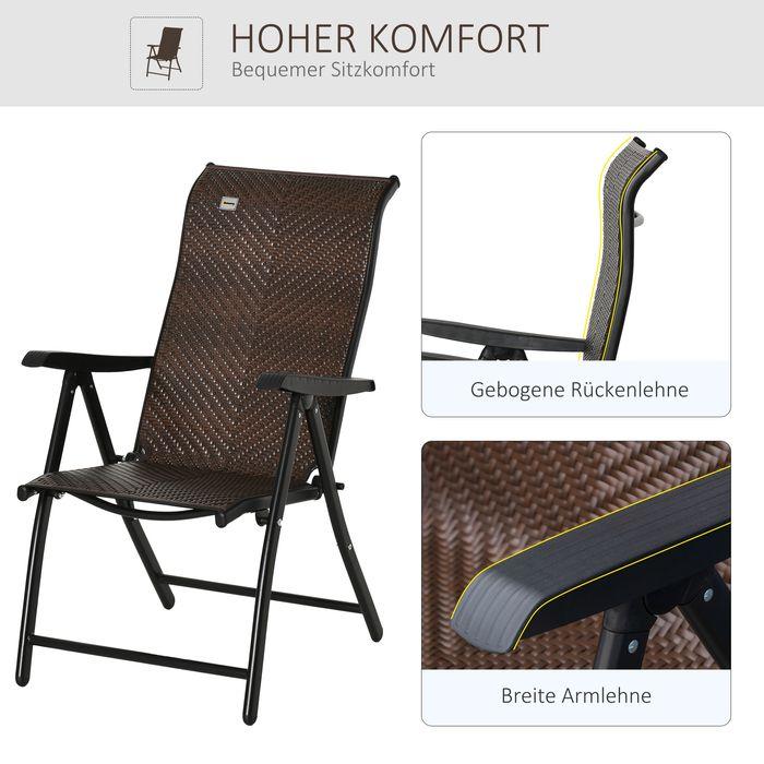 Immagine prodotto Swisshandel24 Sedia da giardino in polyrattan con schienale pieghevole Sedia pieghevole regolabile a 7 livelli