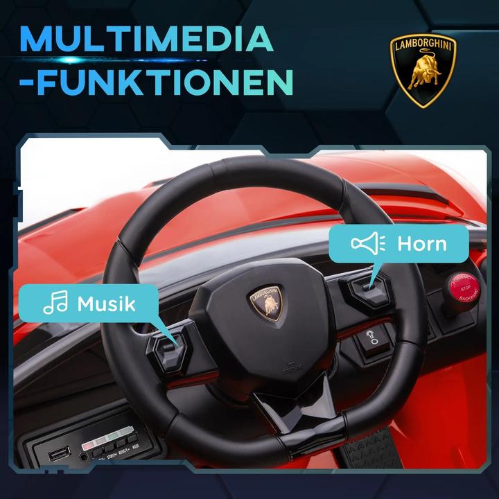 Image du produit Floki24 Voiture électrique pour enfants, licence Lamborghini Aventador, portes battantes, musique, klaxon (12 V)